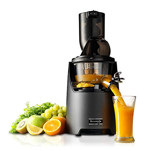 Kuvings Whole Slow Juicer EVO820GM - Higher Nutrients and Vitamins, BPA-Free Components, Easy to Clean, Ultra Efficient 240W, 50RPMs, Includes Smoothie and Blank Strainer-Gun Metal