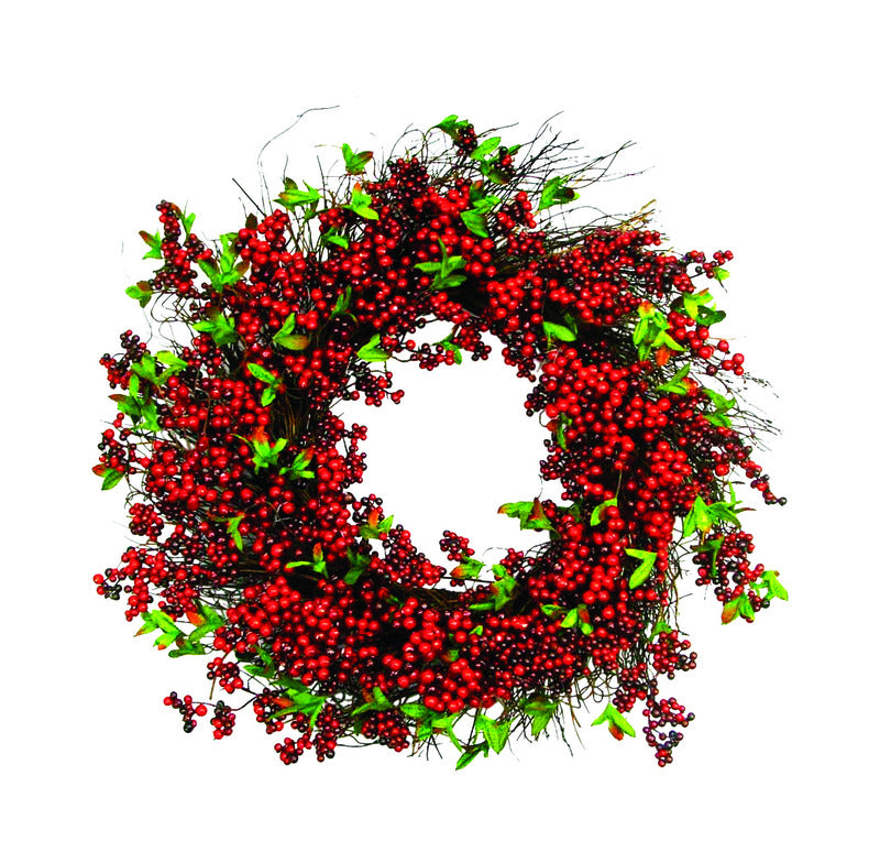 Greenfields Red/Green Mini Leaf Wreath 24 in. Dia. (Pack of 6)