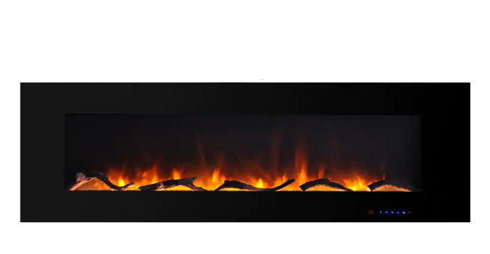 批量编辑标题Valuxhome WM60 60 in. 750/1500W Wall Mounted Log and Crystals Fireplace with Remote Black New