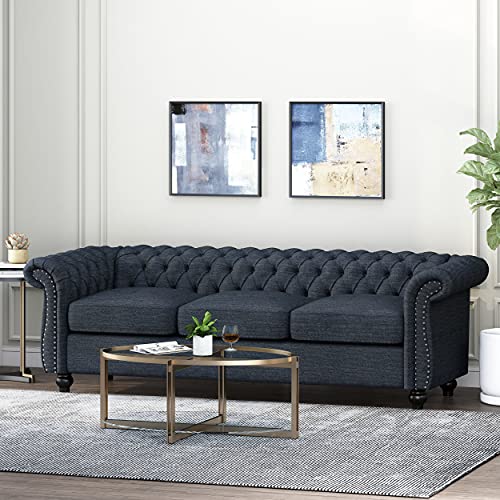 Christopher Knight Home Parksley Sofas, Navy Blue + Dark Brown