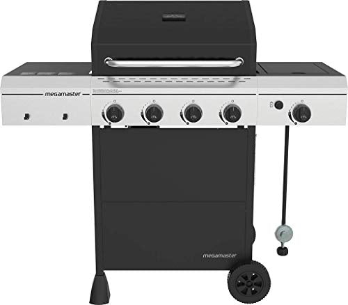 Megamaster 720-0804H 4 Propane, Black/Silver Grill with Side Burner