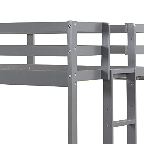 Twin Over Twin/Full/Queen/King Bunk Bed, New Version Wooden Bunk Bed with Drawers, Extendable Pull-Out Bunk Bed, Convertible to Daybed and Loft Bed, Functional Twin Bunk Bed (Grey)