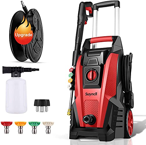 Power Washer, Suyncll Pressure Washer 3800 Max PSI 2000W Electric Portable High Pressure Cleaner Machine with 4 Nozzles, Detergent Tank and Hose Reel, for Homes, Cars, Driveways, Fences, Patios