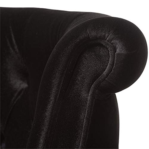 Baxton Studio Flax Velvet Tufted Loveseat in Black