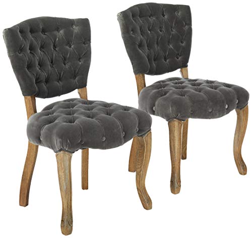 Christopher Knight Home Bates Tufted Fabric Dining Chairs, 2-Pcs Set, Charcoal