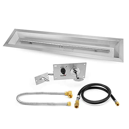 Stanbroil 36 x 6 inch Linear Drop-in Fire Pit Pan with Spark Ignition Kit Natural Gas Version, Rated for up to 65,000 BTU’s