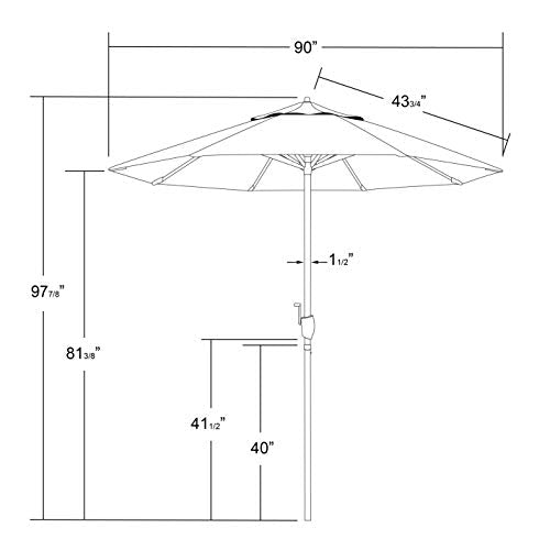 California Umbrella ATA758117-5429 Casa Series Patio Umbrella, 7.5' Rd, Macaw