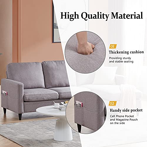 Olodumare Reversible Sectional Sofa with Handy Side Pocket，Living Room L-Shape 3-Seater Couch with Modern Linen Fabric for Small Space (Gray)