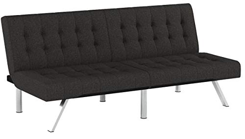 DHP Emily Futon With Chrome Legs, Grey Linen