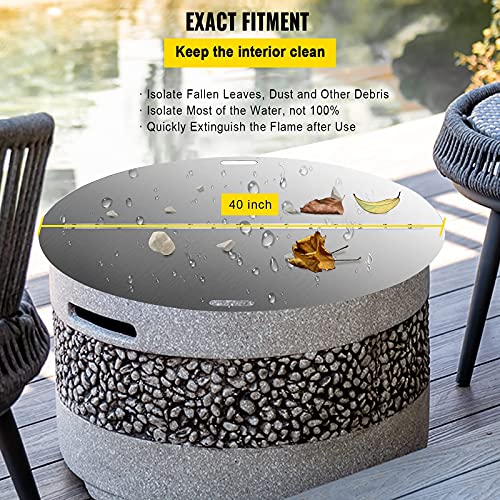 VBENLEM Fire Pit Lid Round 40 Inch Foldable Fire Pit Ring Snuff Cover 430 Stainless Steel Fire Pit Spark Screen Cover 3mm Thickness