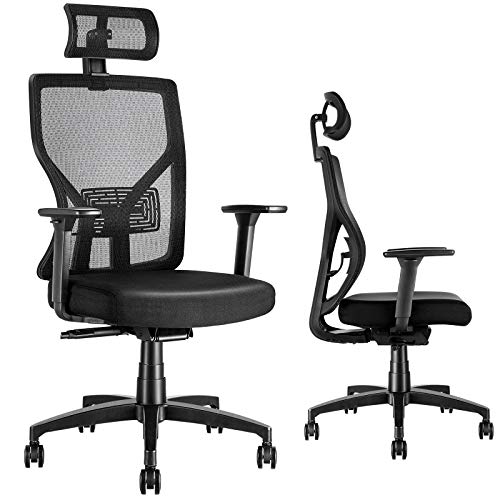Ergonomic Office Chair Adjustable Desk Chair with Sliding Seat, MOLENTS High Back Mesh Computer Chair with Adjustable Lumbar Support,Headrest,3D Armrest, Swivel Home Office Desk Chair, Thick Wide Seat