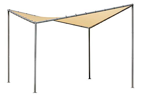 ShelterLogic 10' x 10' Del Ray Gazebo Canopy Charcoal Carbon Steel Frame and Marzipan Tan Water-Resistant and Sun Protection Cover