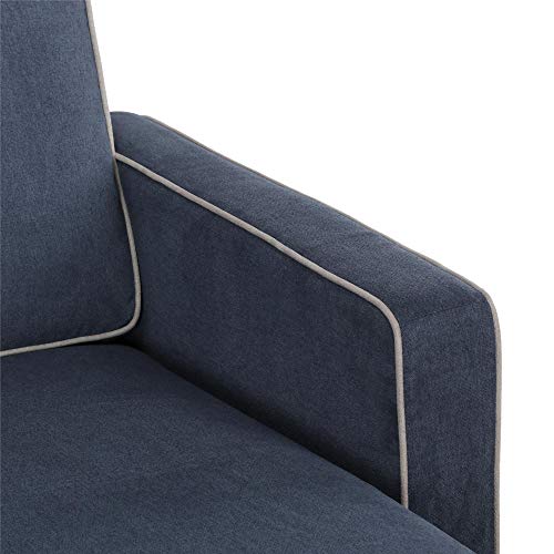 Novogratz DA036SEC-BL Bowen Sectional Sofa with Contrast Welting, Blue