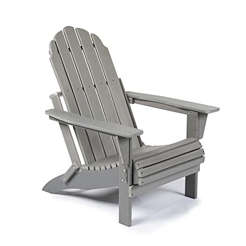TITAN GREAT OUTDOORS Everwood Hilltop Platinum Grey Curve Back Poly Adirondack Folding Chair