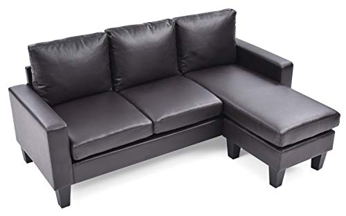 Glory Furniture Sofa Chaise, Cappuccino Faux Leather