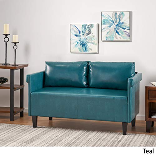 Christopher Knight Home Bellerose Leather Settee, Teal