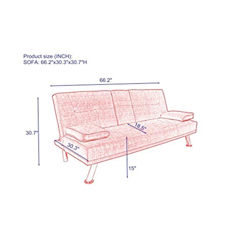 ALBBMY Convertible Folding Recliner Sofa Bed Sleeper Black Pu