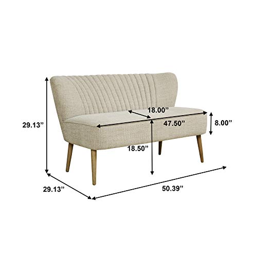Pulaski Mid Century Vertically Channeled Settee in Kendrick Oatmeal, 50.39