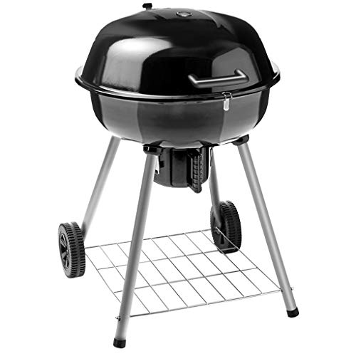 QIAOLI Large Round Charcoal Grill,22-inch Outdoor Courtyard Picnic Roast Meat Home BBQ Charcoal Oven Stove Stainless Steel Barbecue Grill