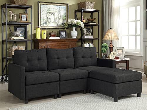 Sectional Sofa Set L Shaped Sectional Couch Convertible Sectional Sofa Couch with Reversible Chaise Upholstered 75