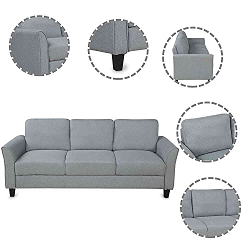 Cotoala 2 Piece Living Room Sectional Sofa Sets, Modern Upholstered Couch Furniture, One Three-Seat Chair & Loveseat, 2+3, Fabric Grey