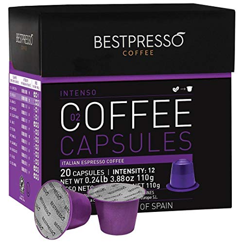 Cuisinart EM-25 - Nespresso Capsules Compatible - with Dark Roast Capsules (20-Count) and 2x Cup and Saucer Set Bundle (4 Items)
