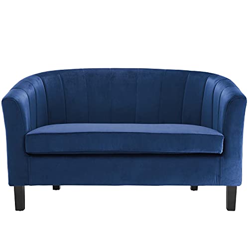 Modway Prospect Channel Tufted Upholstered Velvet Loveseat, Navy