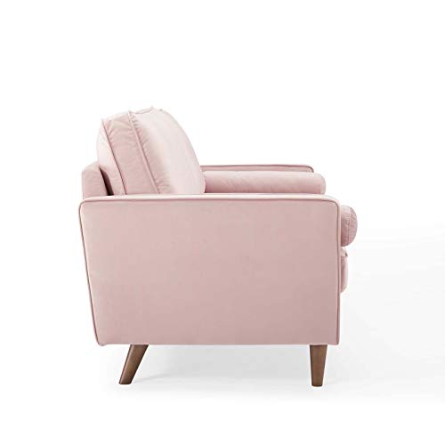 Modway Valour Velvet Sofa in Pink
