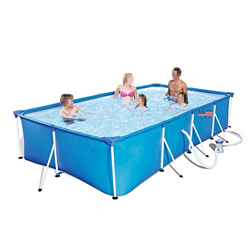 Metal Frame Swimming Pool Summer Rectangular Above Ground Pools Blue Outdoor Lounge Pool for Adults Kids (102