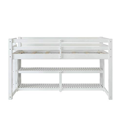 Better Homes and Gardens Loft Storage Bed with Spacious Storage Shelves, Multiple Finishes, White