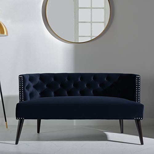 Jennifer Taylor Home Celine Settee, Dark Navy Blue