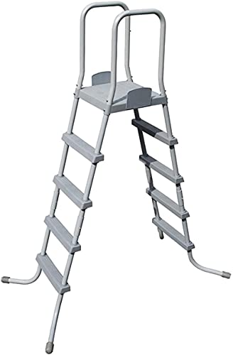 ZRB Portable Ground Swimming Pool, 52-Inch Swimming Pool Ladder Durable Steel Non-Slip Steps Sturdy Safety for Above Ground High Wall Swimming Pool