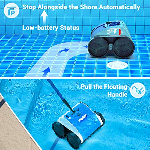 PAXCESS Cordless Robotic Pool Cleaner - Wall-Climbing Fuction with Smart Route Plan, Automatic Pool Vacuum, Max Surface Cleaning & Powerful Suction