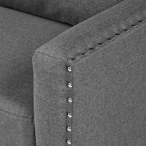 MERITLINE Sectioanl Sofa with Ottoman, Fabric L-Shaped Sectioanl Sofa Living Room Couch Set of 4 (Nail Trim-Grey)