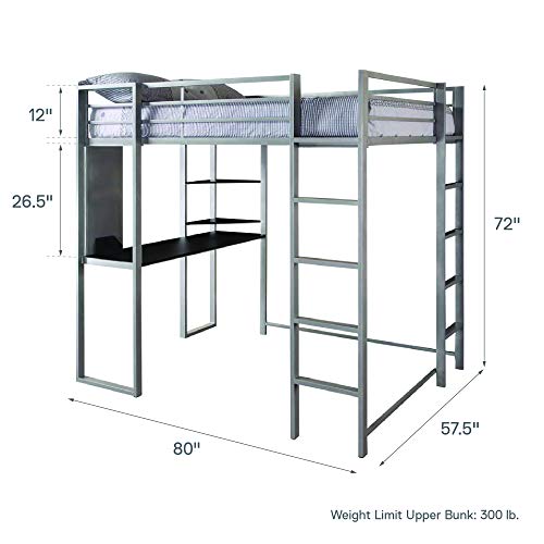 DHP Adobe Loft Bed, Silver, Full