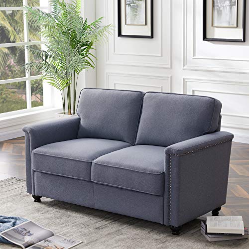Lazyspace Modern Loveseat Sofa with Wood Legs,Love Seats Furniture Suitable for Small Spaces,Living Room,Office,Soft Couch Easy to Install Grey