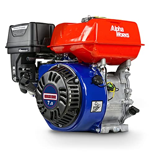 AlphaWorks Gas Engine 7HP Motor Horizontal 4 Stroke OHV Recoil Start 3600RPM 8.85Ft-Lbs/12Nm Torque 3/4
