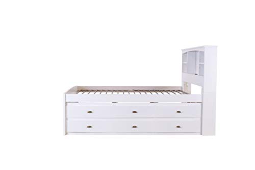 White Full Bookcase Bed with 6 Drawers