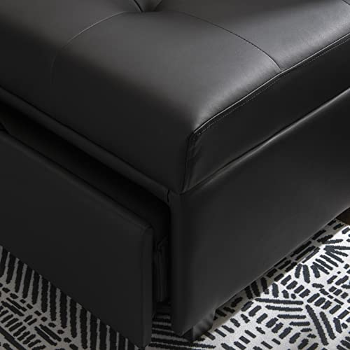 Powell Company Black Faux Leather Powell Marnie Sofa Bed