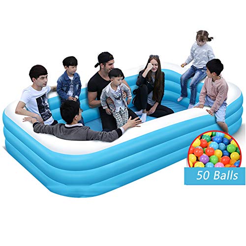ZAQI Extra Large Inflatable Swimming Pools, Rectangular Summer Pool for Toddlers Kids Family, Above Ground, Backyard Outdoor (Color : 365×183×60cm/144×72×24 in)