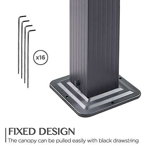 Patio Tree 10' x 13' Aluminum Pergola with Sun Shade Gazebo Beige Canopy, UV Resistant Fabric