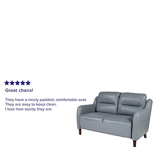 Flash Furniture Newton Hill Upholstered Bustle Back Loveseat in Gray LeatherSoft