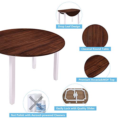 Harper & Bright Designs Dining Table Set - 5 Piece Round Dining Set with 4 Chairs Wood Dining Table Set