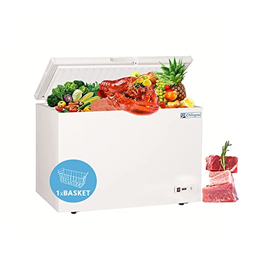 Chingoo 13 Cu ft Chest Freezer with Wire Storage Basket Commercial Chest Freezer for Home, Kitchen, Garage, and Business (13 Cubic feet)