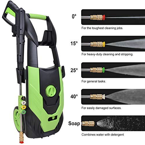 PowRyte Elite Power Washer,Electric Pressure Washer with 5 Universal Spray Nozzles and Detergent Tank,Pressure Cleaner - 4200PSI 3.2GPM(Green)