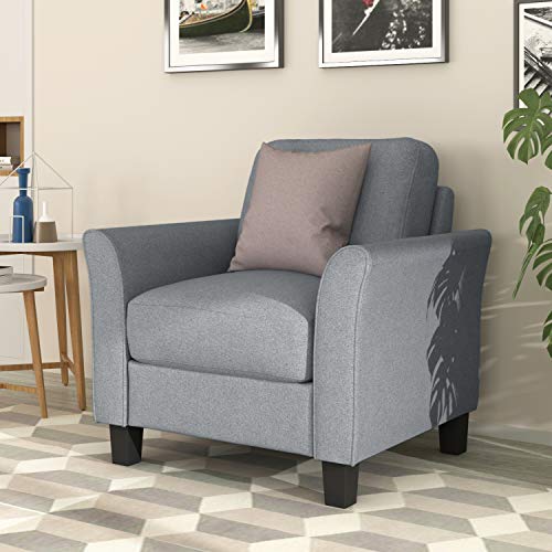 Rhomtree Living Room 2 Piece Sofa Couch Set,2 Seats Loveseat Single Chair Sectional Sofa Set, Living Room Furniture Set Single Chair and 2-seat Sofa (Gray)