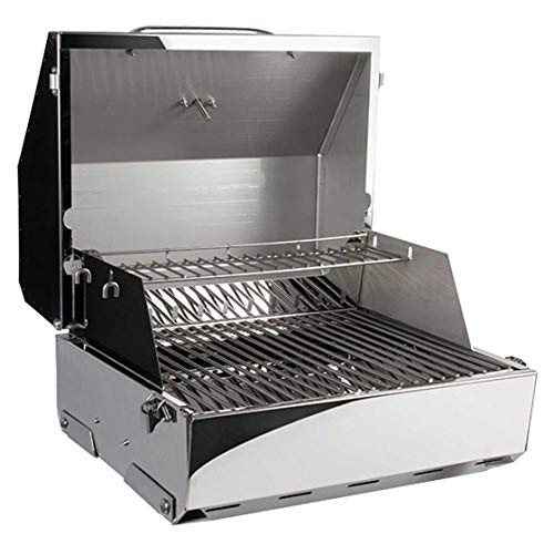 Kuuma Premium Stainless Steel Mountable Gas Grill w/ Regulator by Camco -Compact Portable Size Perfect for Boats, Tailgating and More - Stow N Go 216