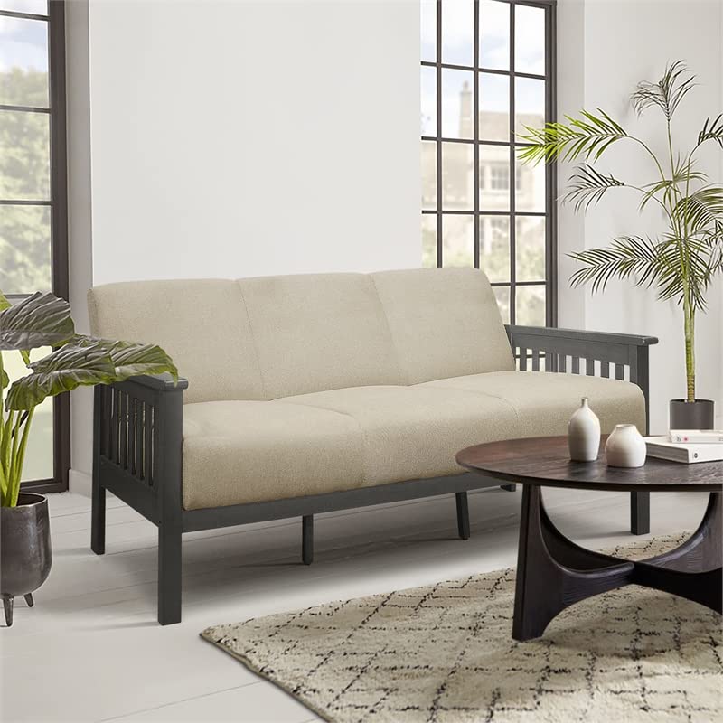 Lexicon Lewiston Fabric Upholstered Sofa in Light Brown and Antique Gray