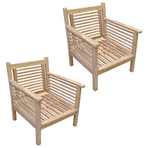 TITAN GREAT OUTDOORS Grade A Teak Vincent Lounge Chairs Indoor Outdoor Solid Wood Set of 2