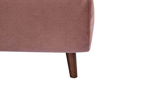 GIA Tri-Fold Convertible Velvet Sofa Bed Chair with Removable Pillow and Legs, Pink Blossom